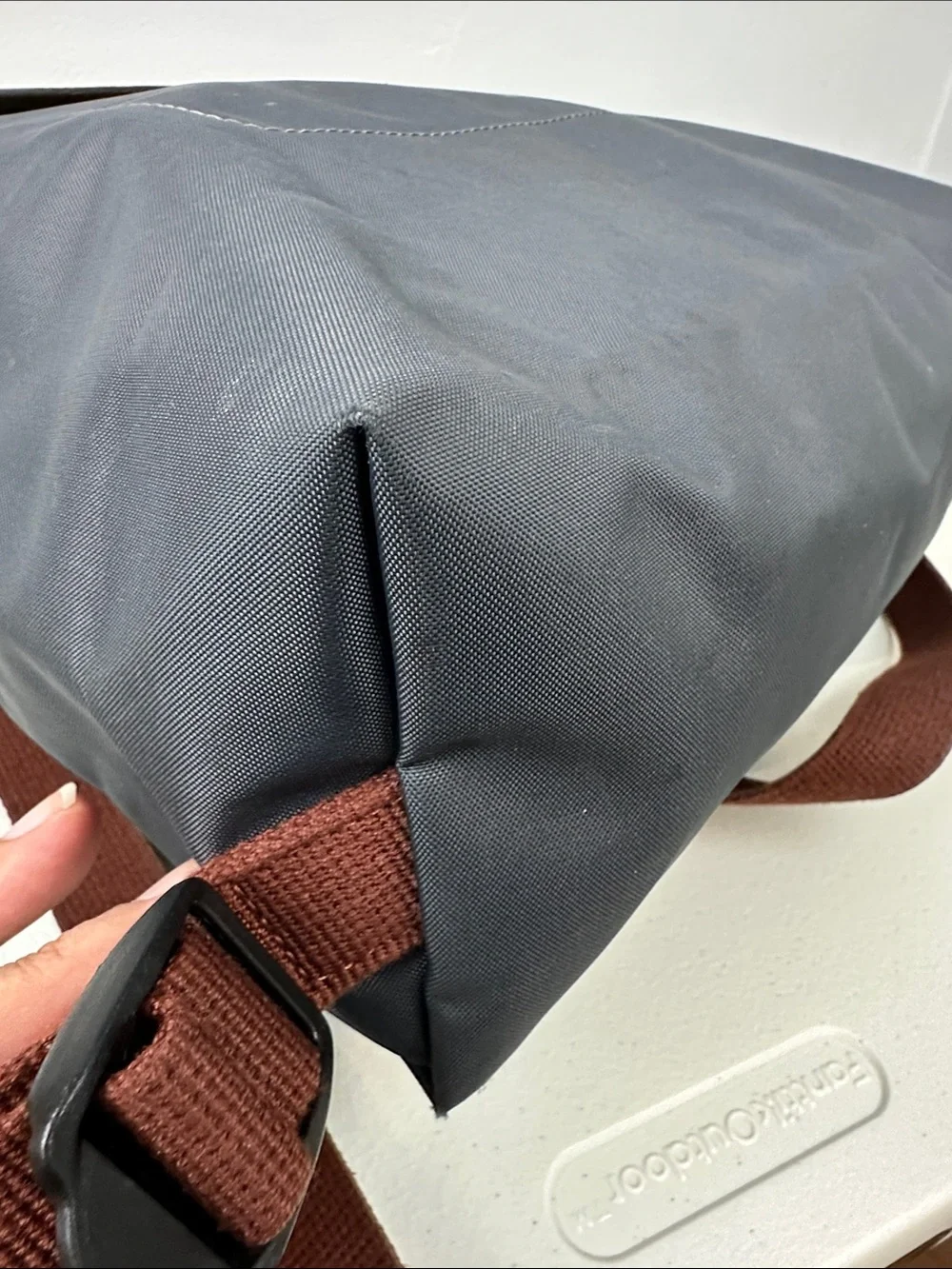 Longchamp Le Pliage Large Nylon Backpack in Storm Grey/Brown